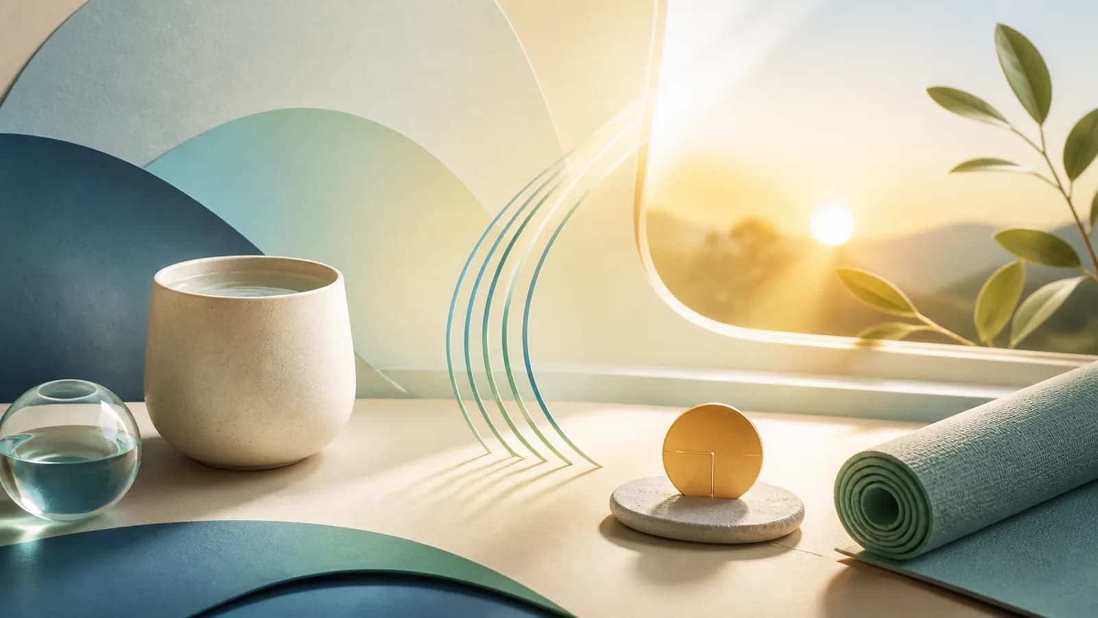 Soft morning light over simple abstract routine objects