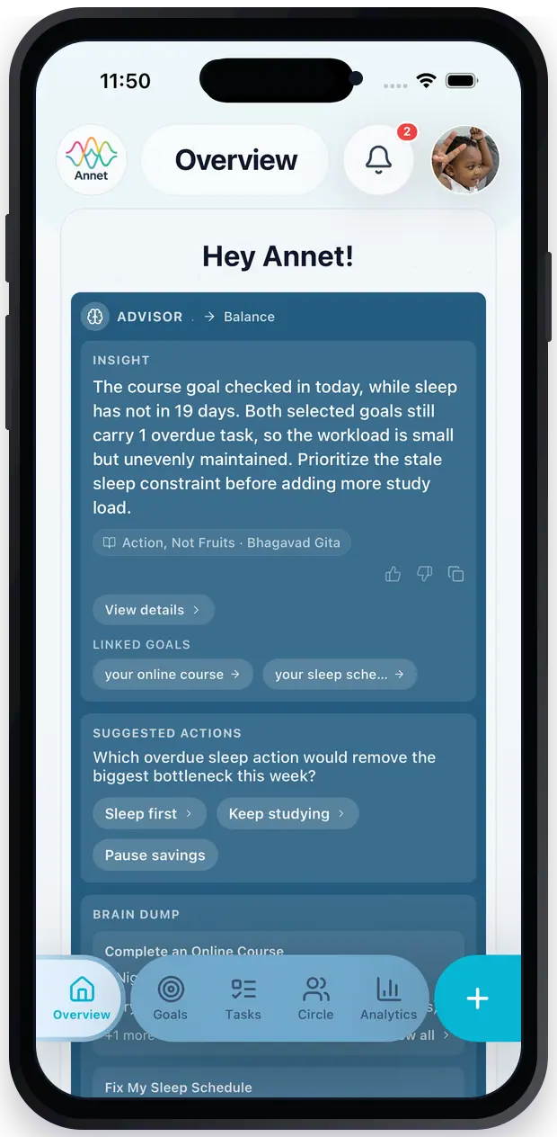 Annet advisor insight screenshot on iPhone